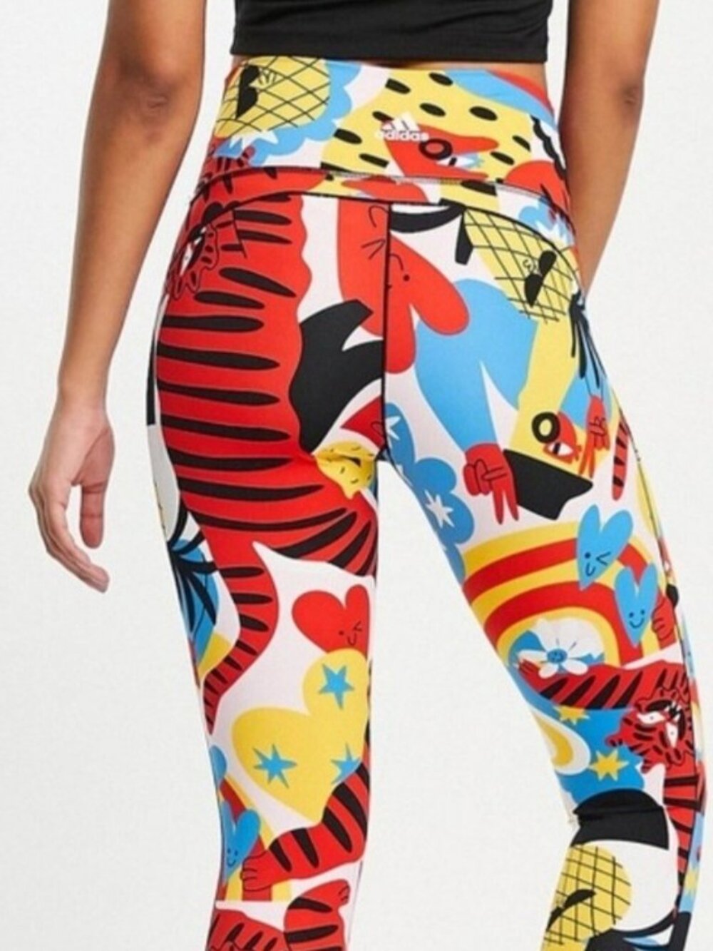 Adidas Believe This 7/8 Tights Colorful Graphic Tiger Floral Print Leggings S - Picture 2 of 14